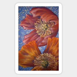 Poppies on Blue Sticker